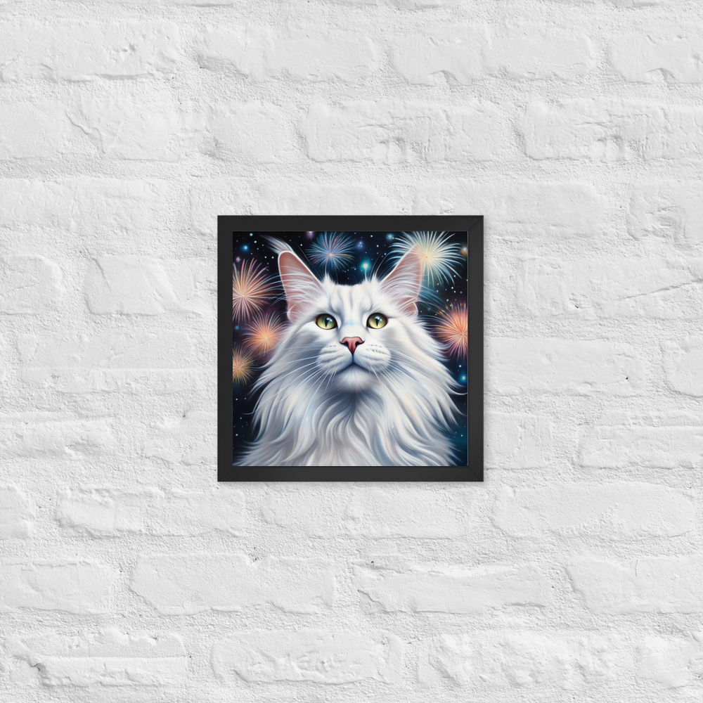 PugMug Custom White Maine Coon Cat Framed Print