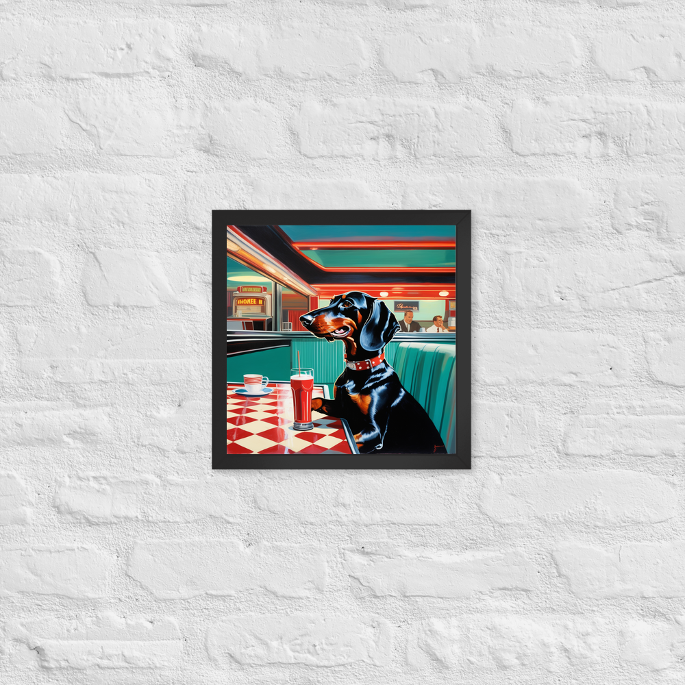 PugMug Custom Black Dachshund Framed Print