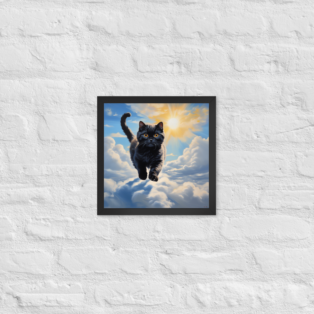 PugMug Custom Black Scottish Fold Cat Framed Print