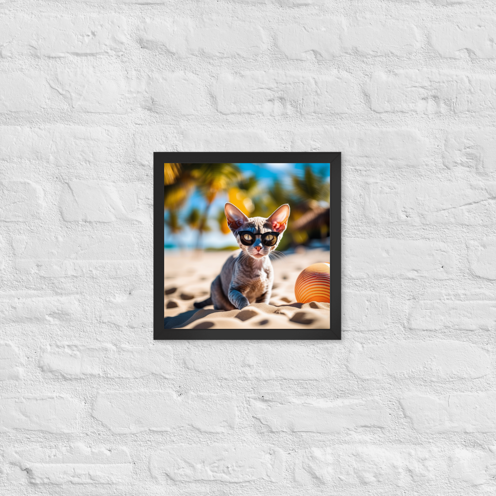 PugMug Custom Tabby Devon Rex Cat Framed Print