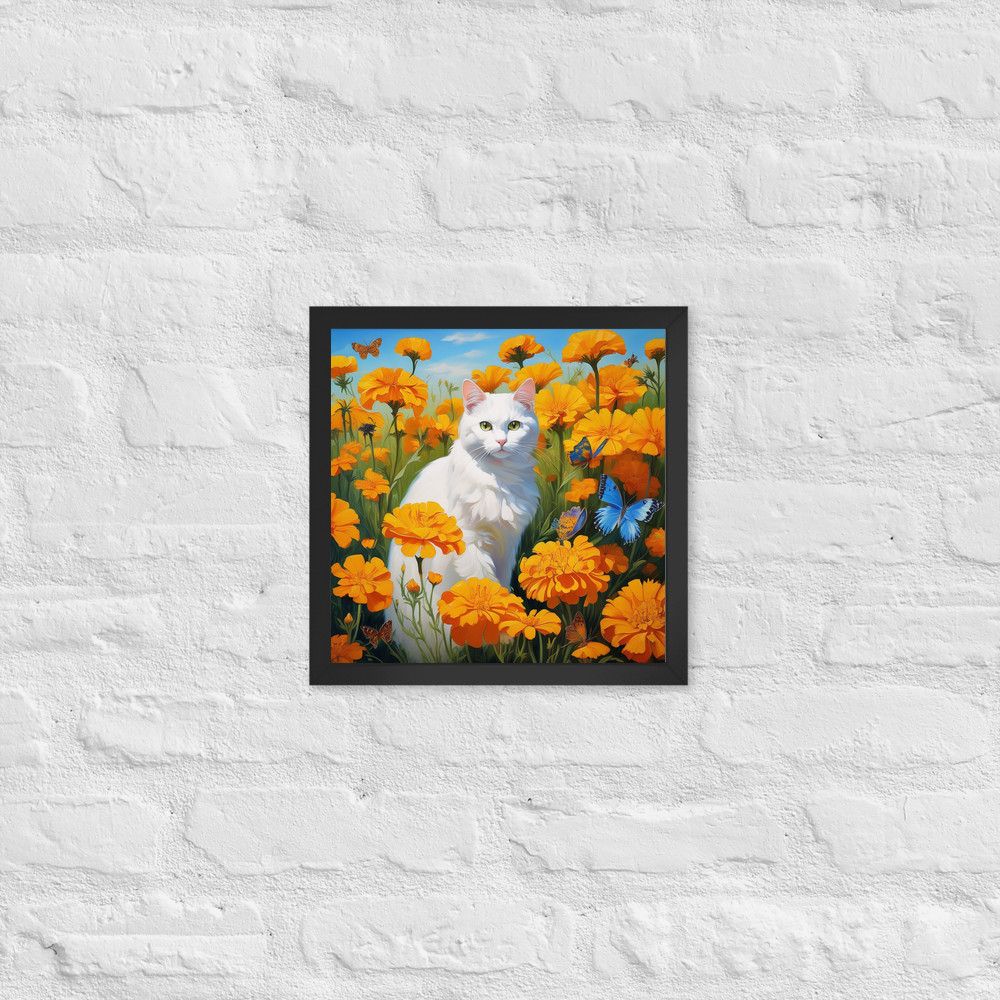 PugMug Custom White Companion Cat Framed Print