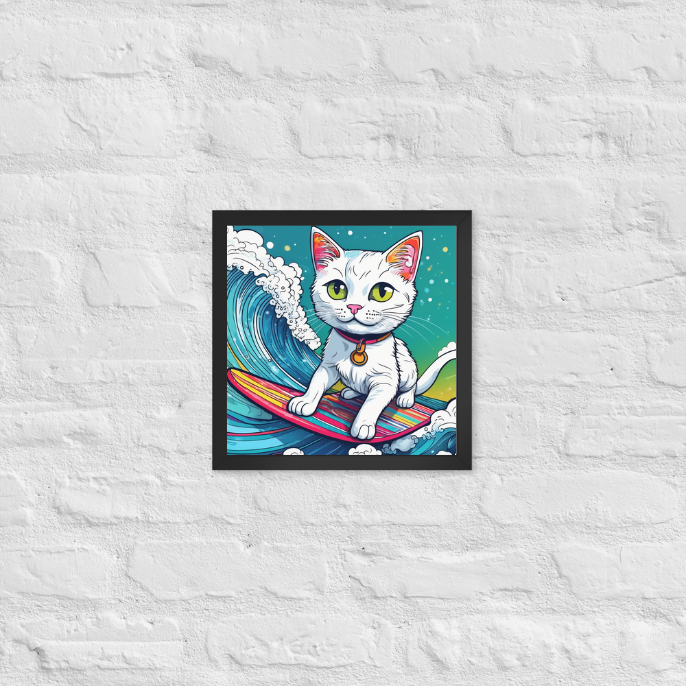 PugMug Custom White Companion Cat Framed Print