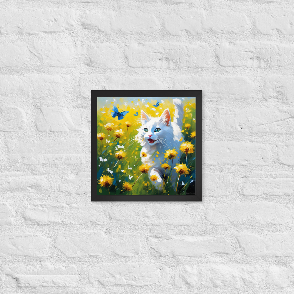 PugMug Custom White Companion Cat Framed Print