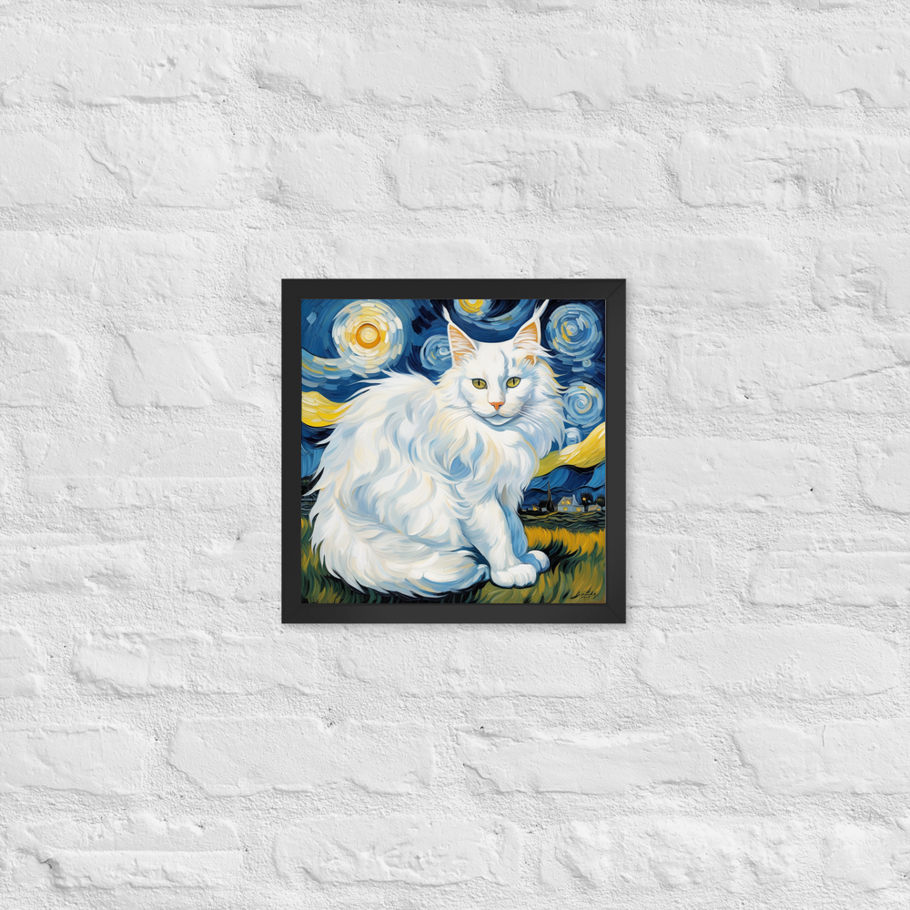 PugMug Custom White Maine Coon Cat Framed Print