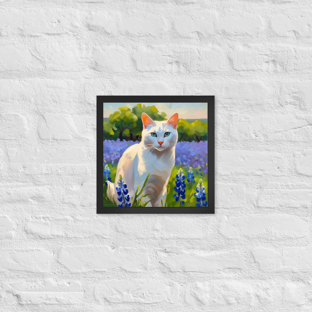 PugMug Custom White Companion Cat Framed Print