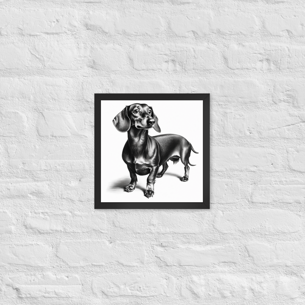 PugMug Custom Black Dachshund Framed Print