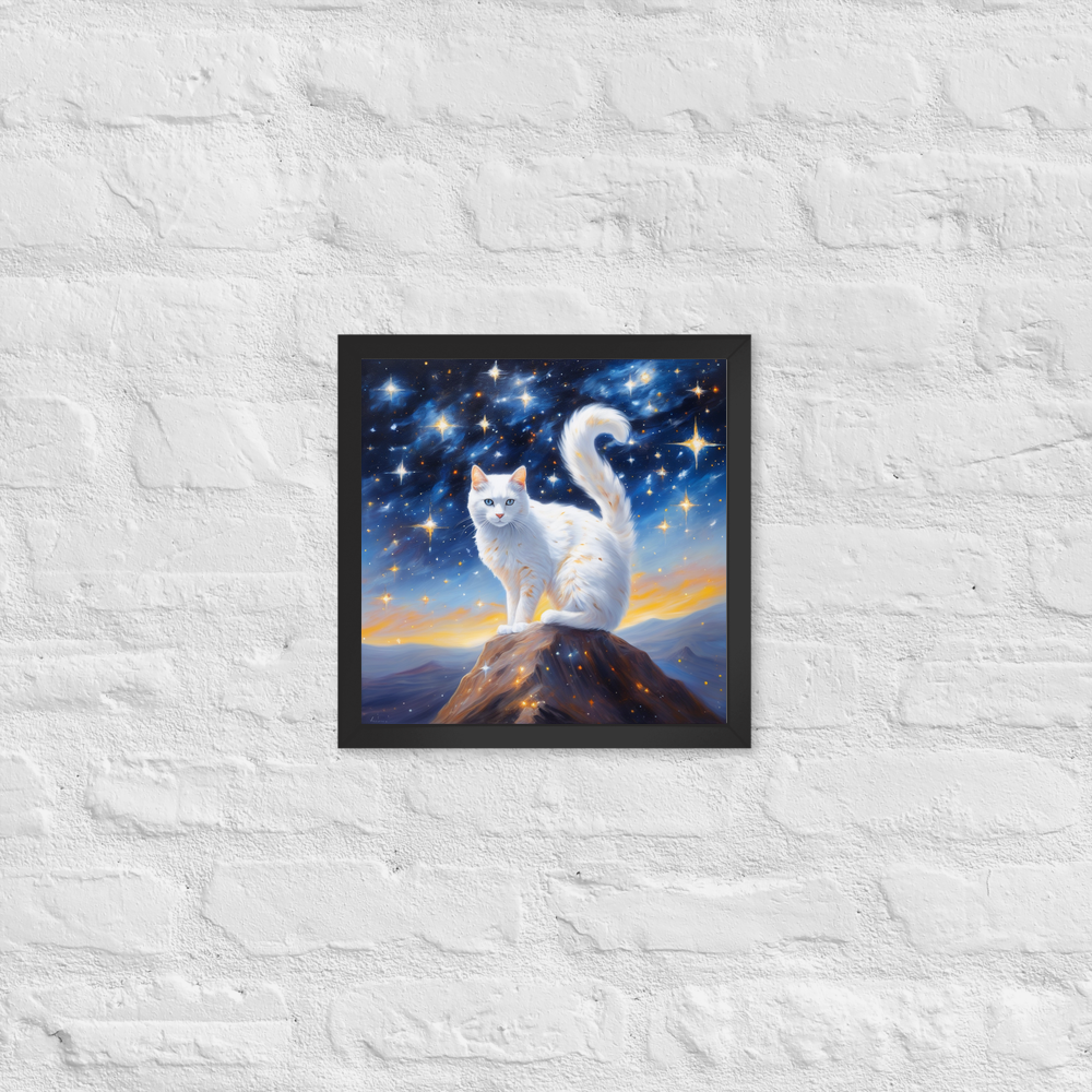 PugMug Custom White Companion Cat Framed Print