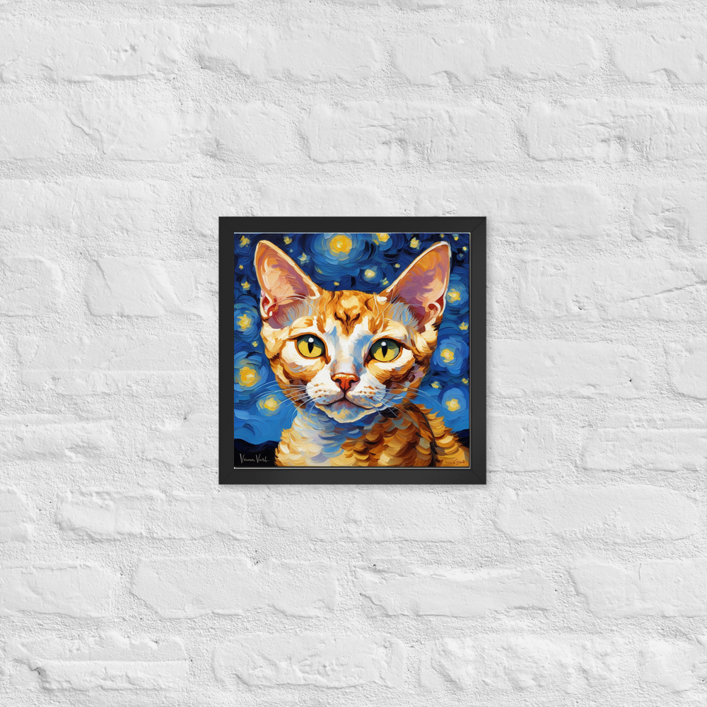 PugMug Custom Tabby Devon Rex Cat Framed Print