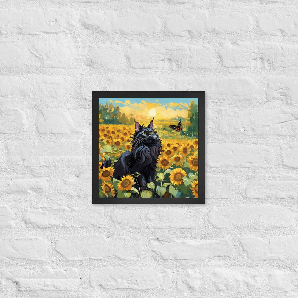 PugMug Custom Black Maine Coon Cat Framed Print