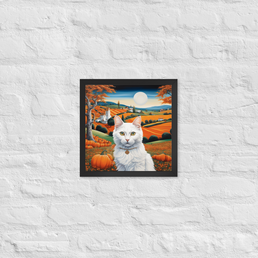 PugMug Custom White Companion Cat Framed Print