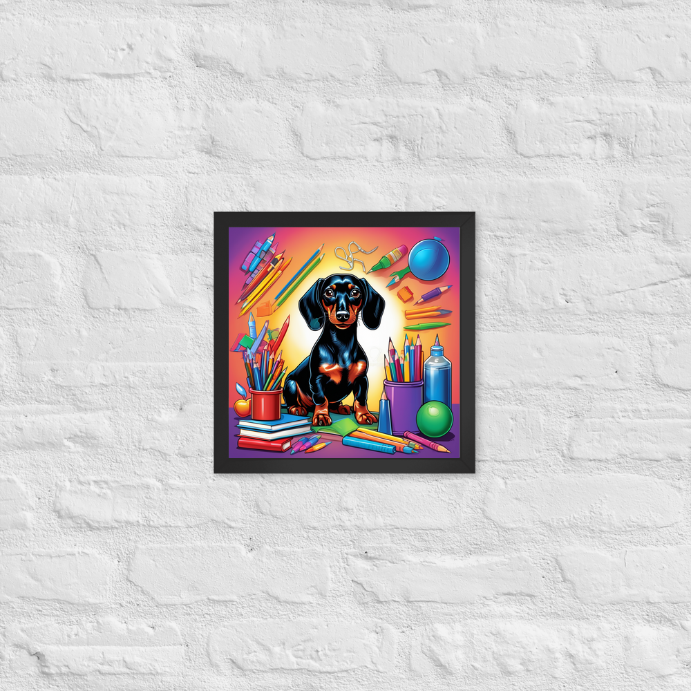 PugMug Custom Black Dachshund Framed Print