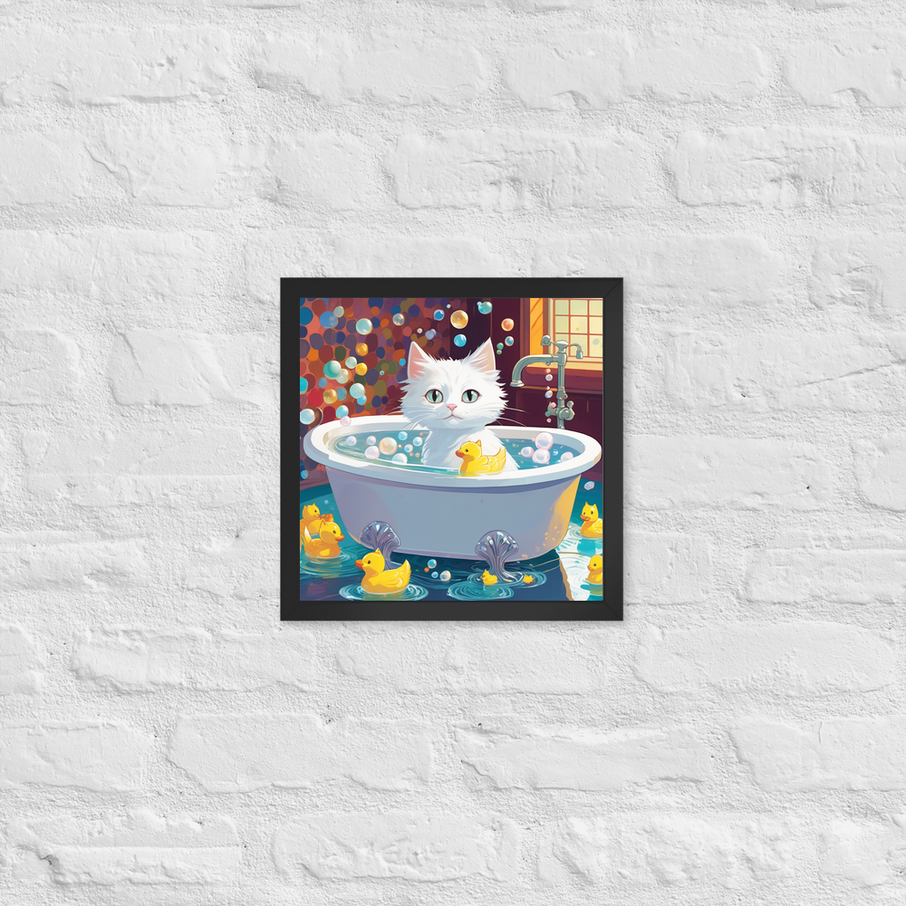 PugMug Custom White Companion Cat Framed Print