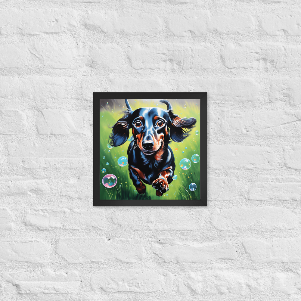 PugMug Custom Black Dachshund Framed Print
