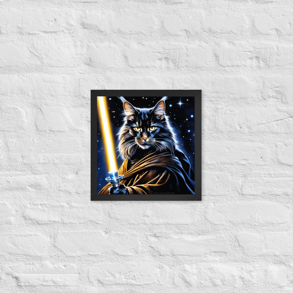 PugMug Custom Black Maine Coon Cat Framed Print
