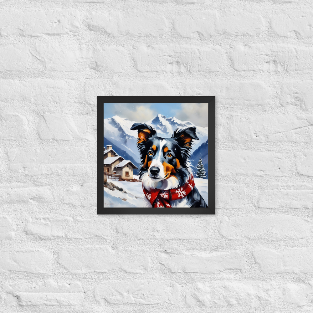 PugMug Custom Blue Merle Border Collie Framed Print