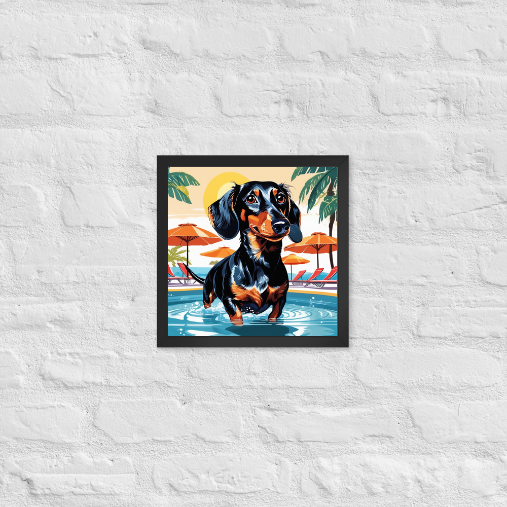 PugMug Custom Black Dachshund Framed Print
