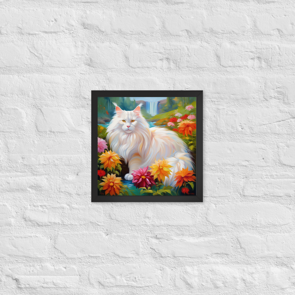 PugMug Custom White Maine Coon Cat Framed Print