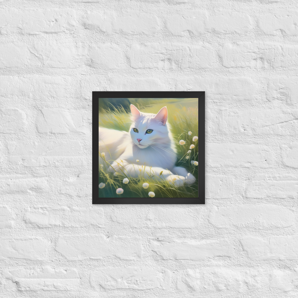PugMug Custom White Companion Cat Framed Print