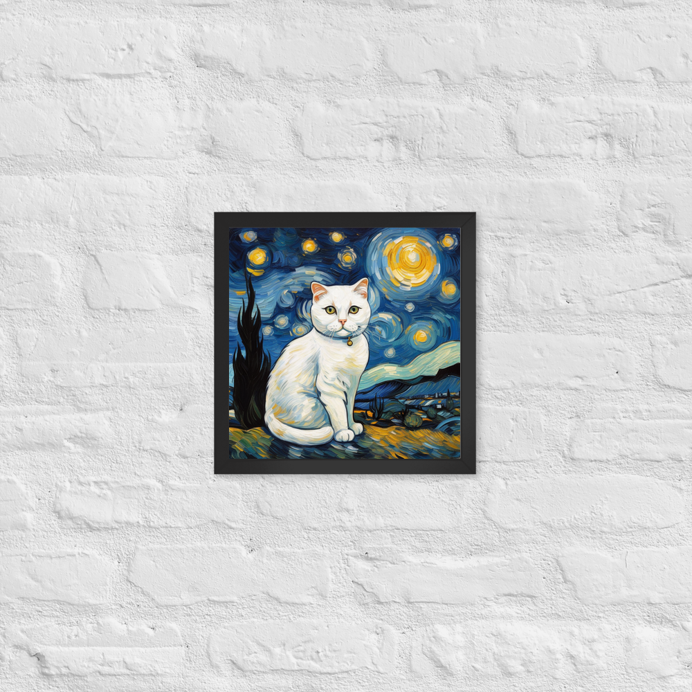 PugMug Custom White Scottish Fold Cat Framed Print