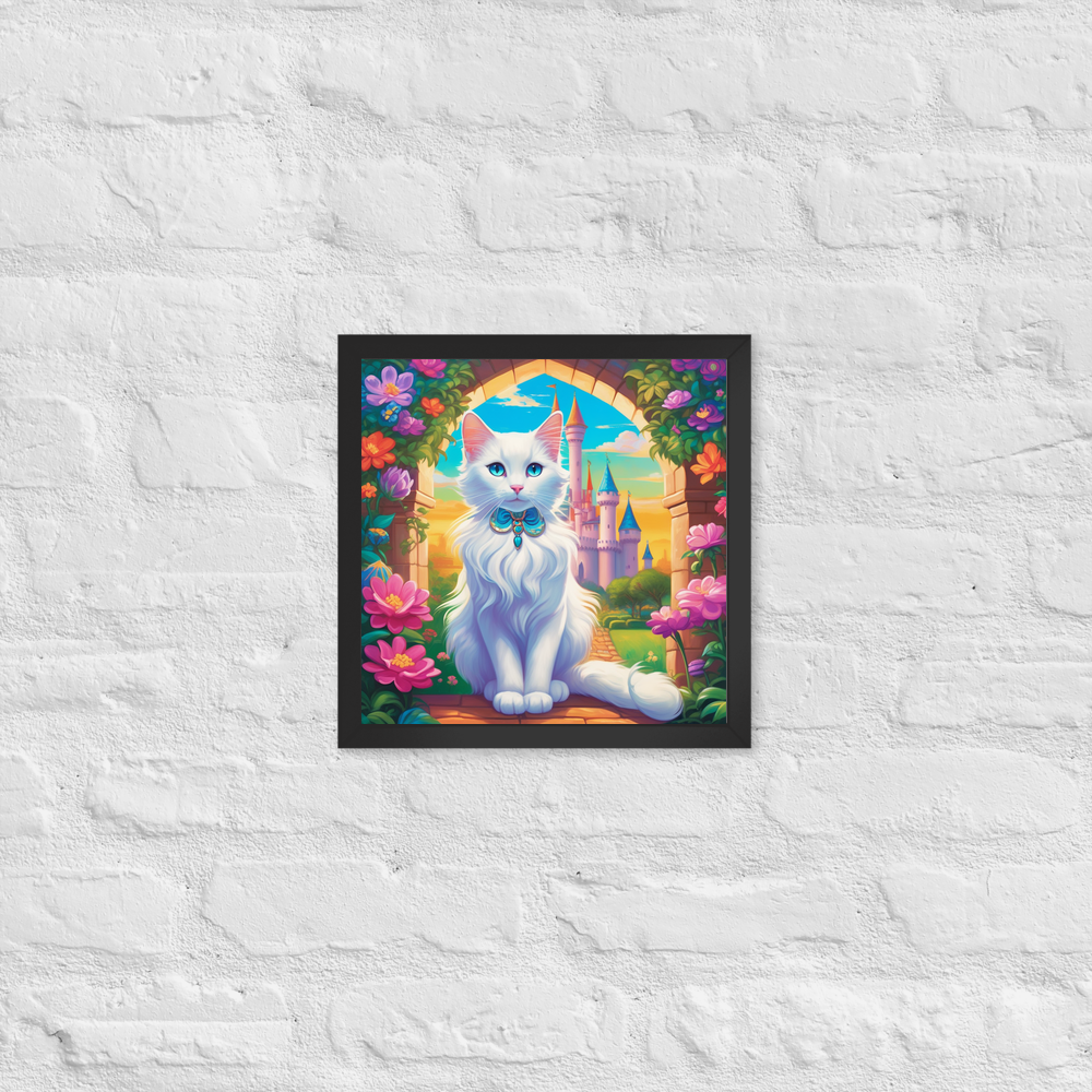 PugMug Custom White Companion Cat Framed Print