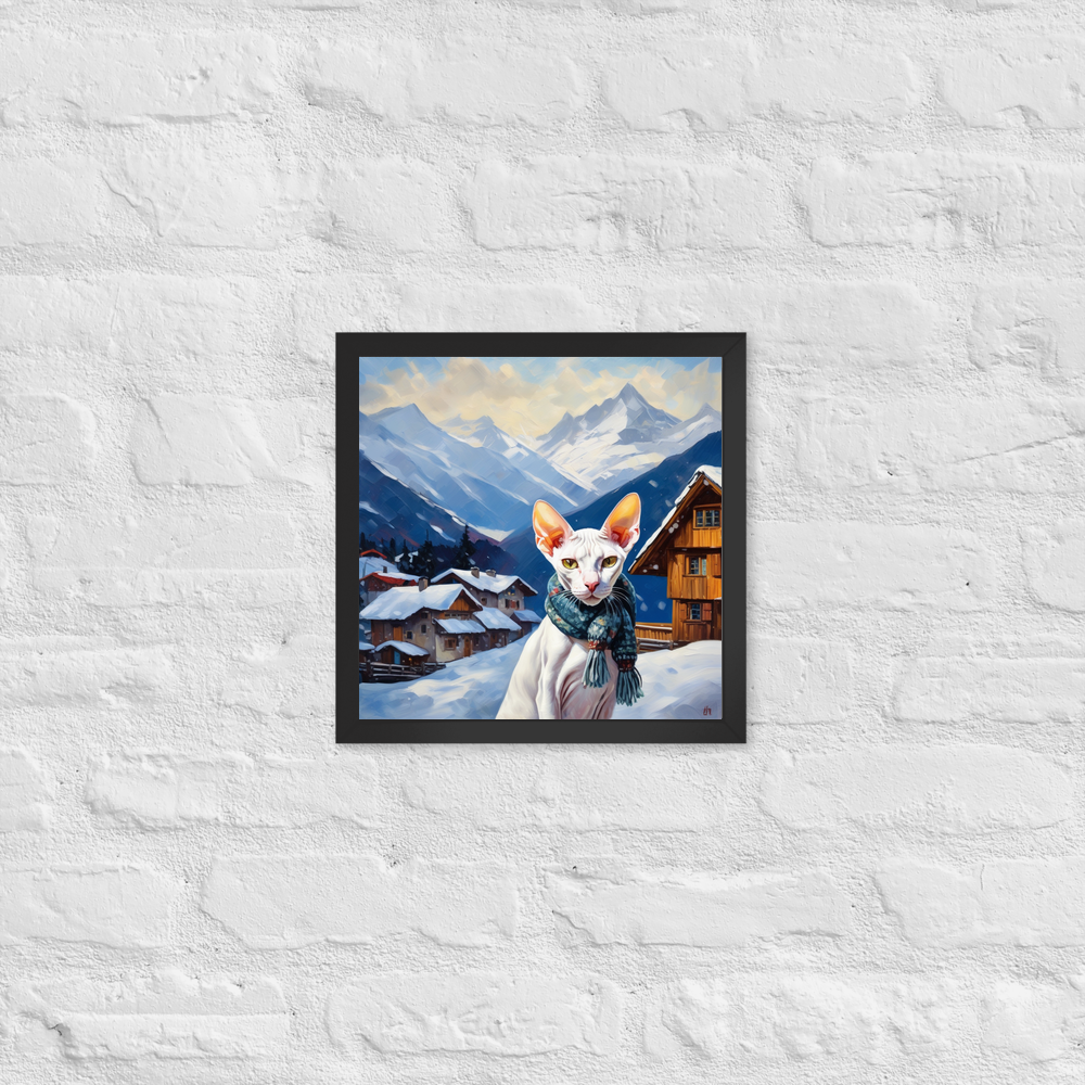 PugMug Custom White Sphynx Cat Framed Print