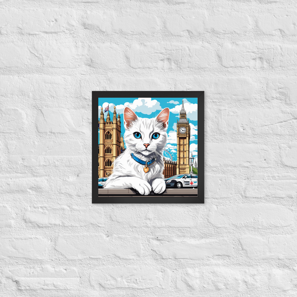 PugMug Custom White Companion Cat Framed Print