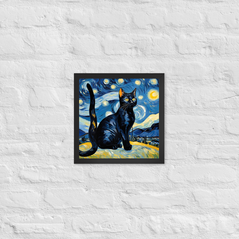 PugMug Custom Black American Shorthair Cat Framed Print