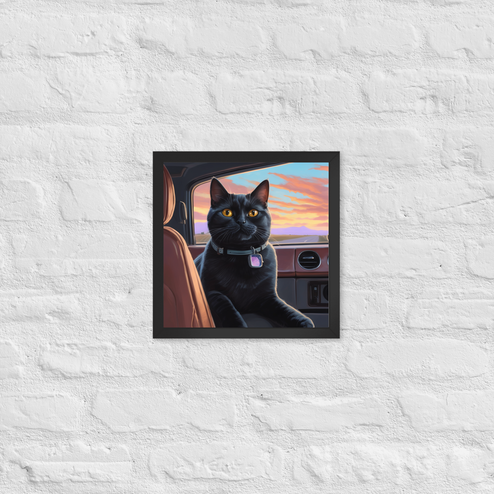 PugMug Custom Black British Shorthair Cat Framed Print