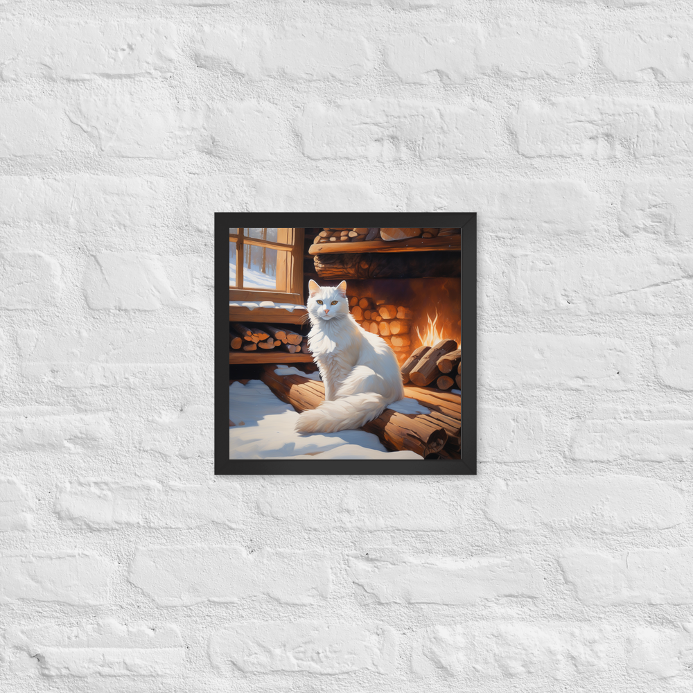 PugMug Custom White Companion Cat Framed Print