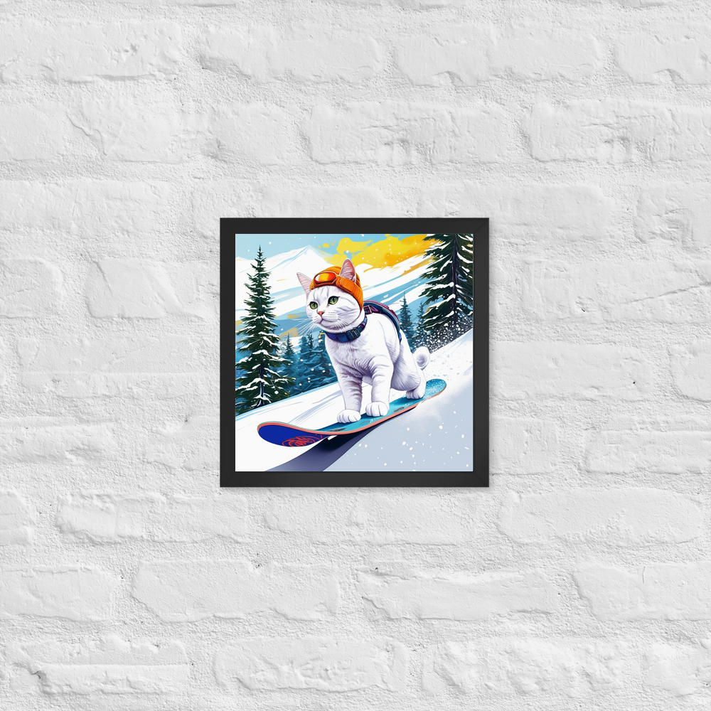 PugMug Custom White Companion Cat Framed Print