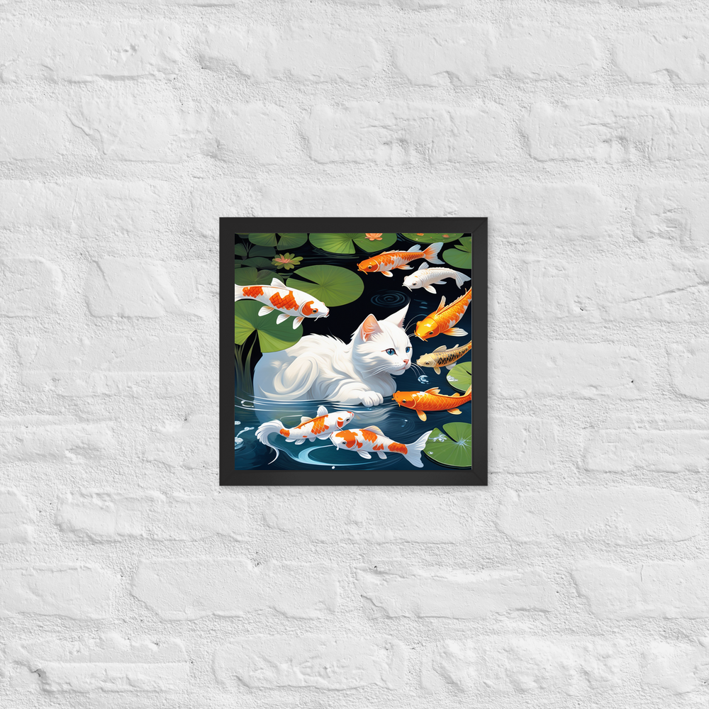 PugMug Custom White Companion Cat Framed Print