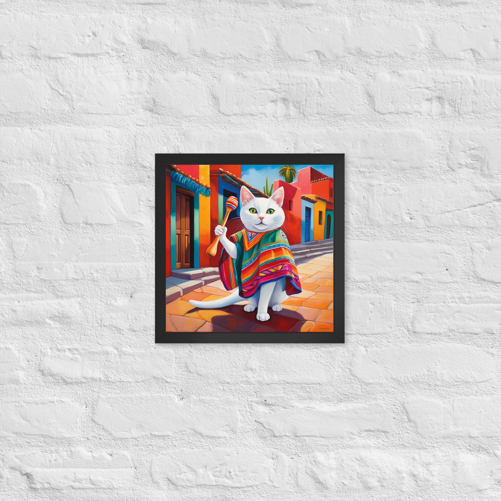 PugMug Custom White Companion Cat Framed Print