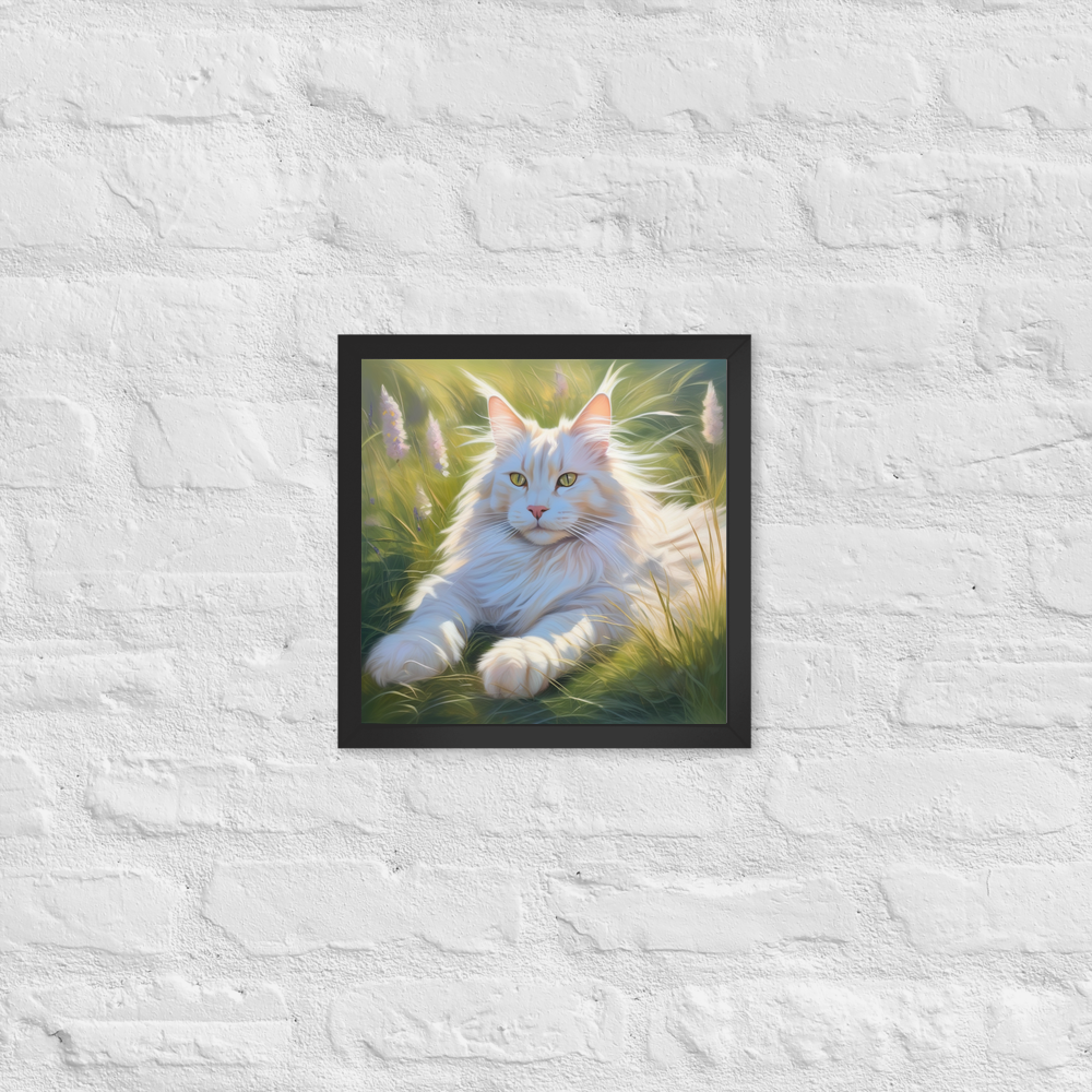 PugMug Custom White Maine Coon Cat Framed Print
