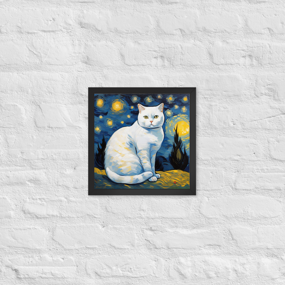 PugMug Custom White British Shorthair Cat Framed Print