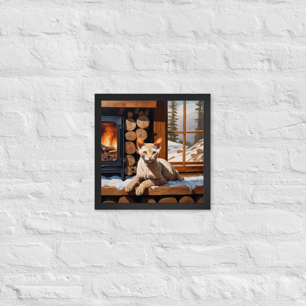 PugMug Custom Tabby Devon Rex Cat Framed Print