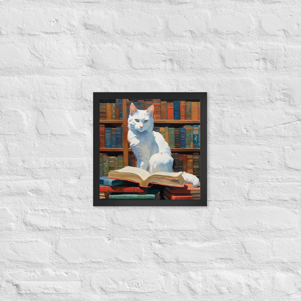 PugMug Custom White Companion Cat Framed Print