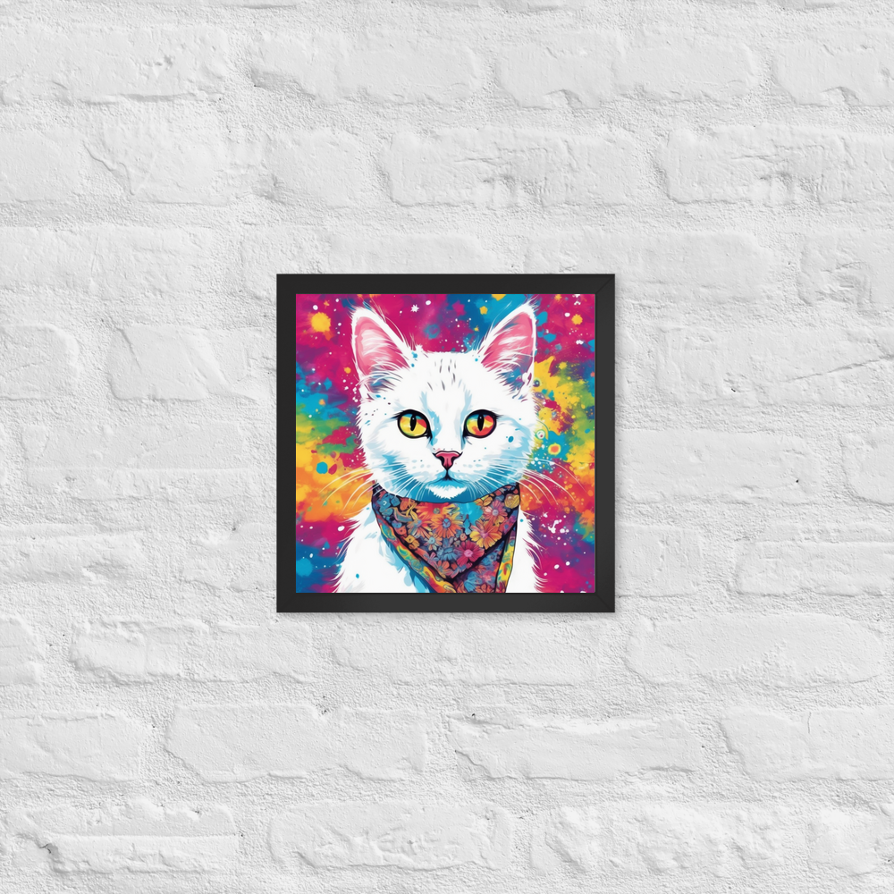 PugMug Custom White Companion Cat Framed Print