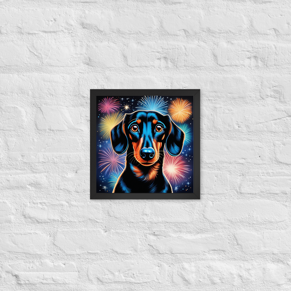 PugMug Custom Black Dachshund Framed Print