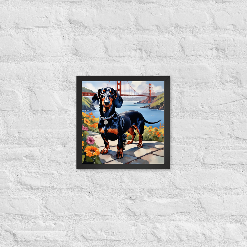 PugMug Custom Black Dachshund Framed Print