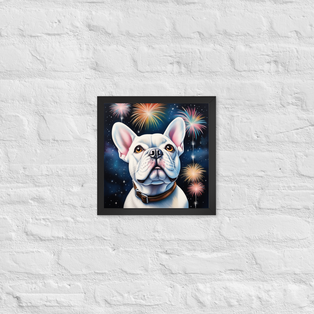 PugMug Custom White French Bulldog Framed Print