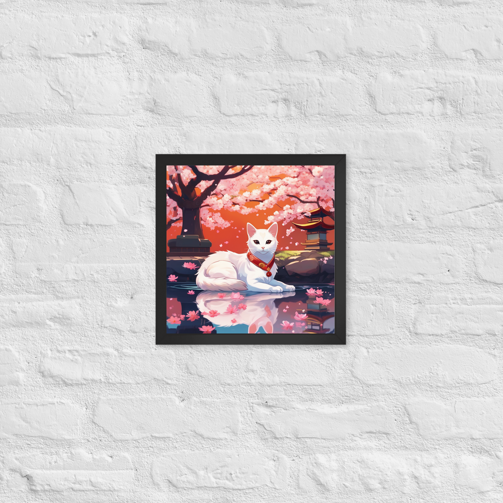 PugMug Custom White Companion Cat Framed Print