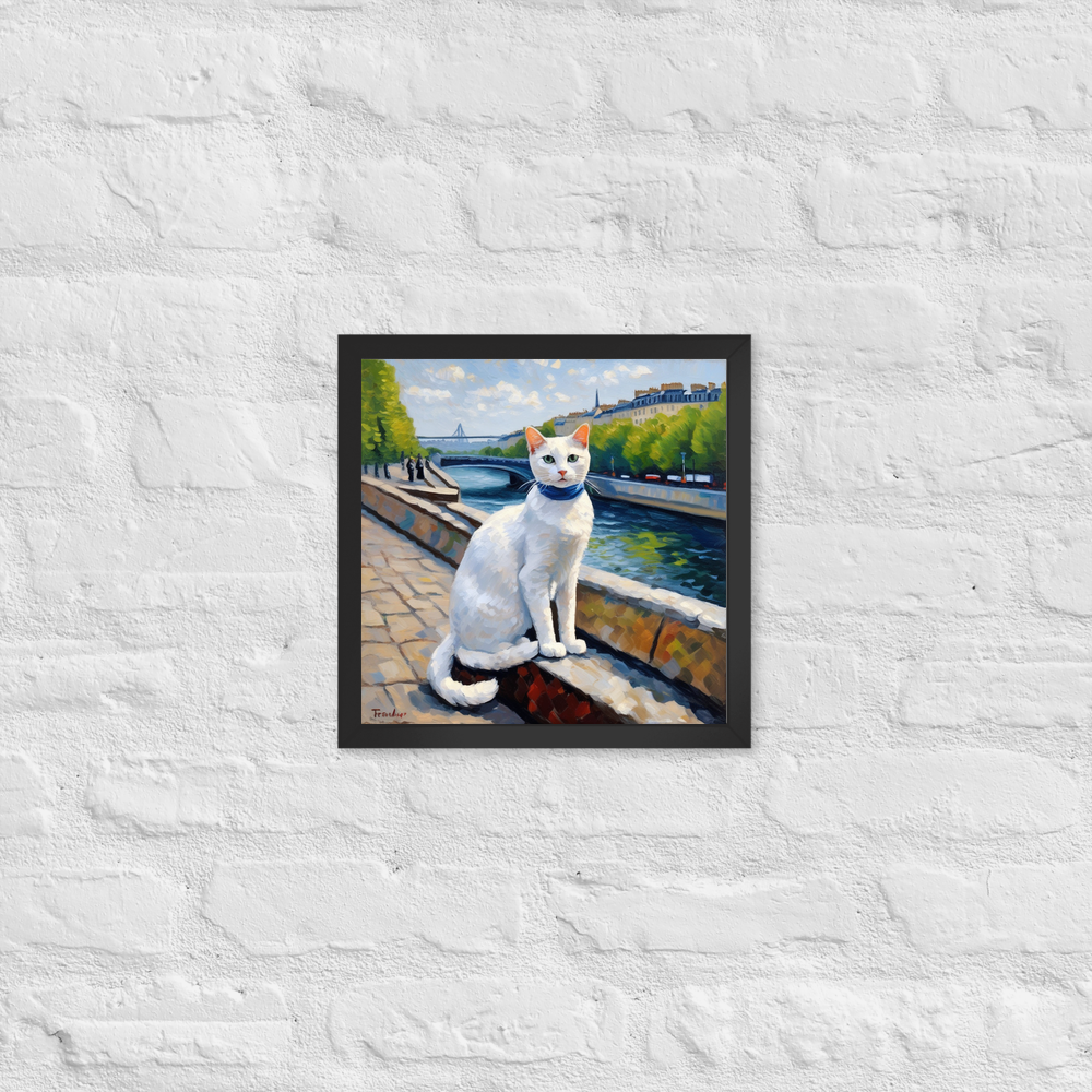 PugMug Custom White Companion Cat Framed Print