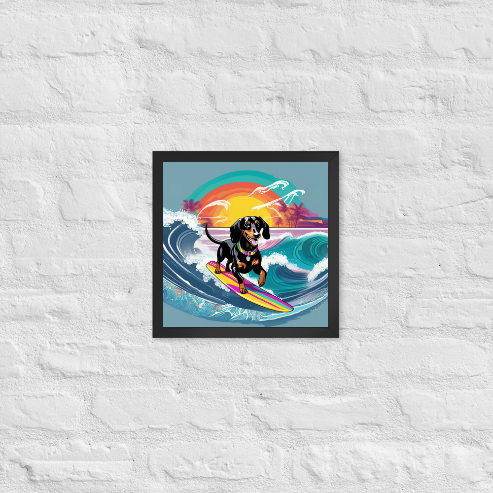 PugMug Custom Black Dachshund Framed Print