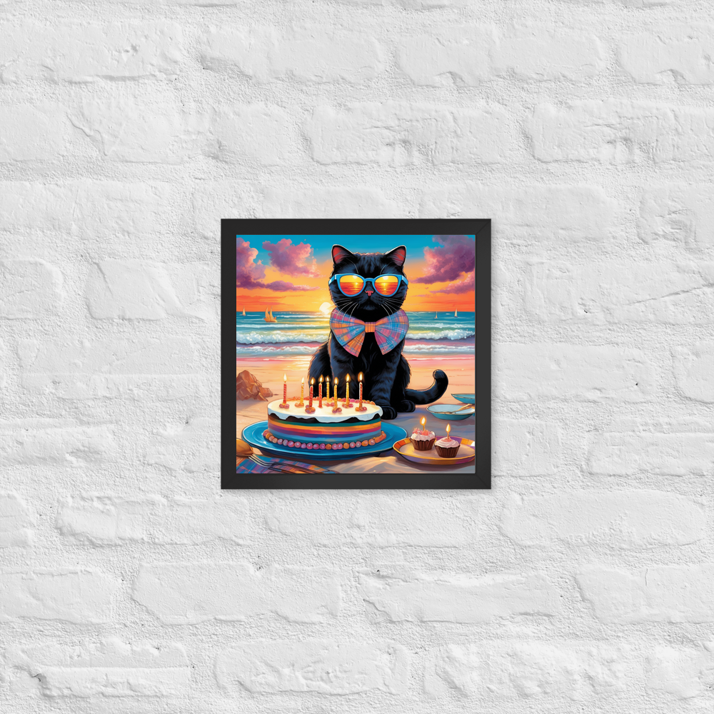 PugMug Custom Black Scottish Fold Cat Framed Print