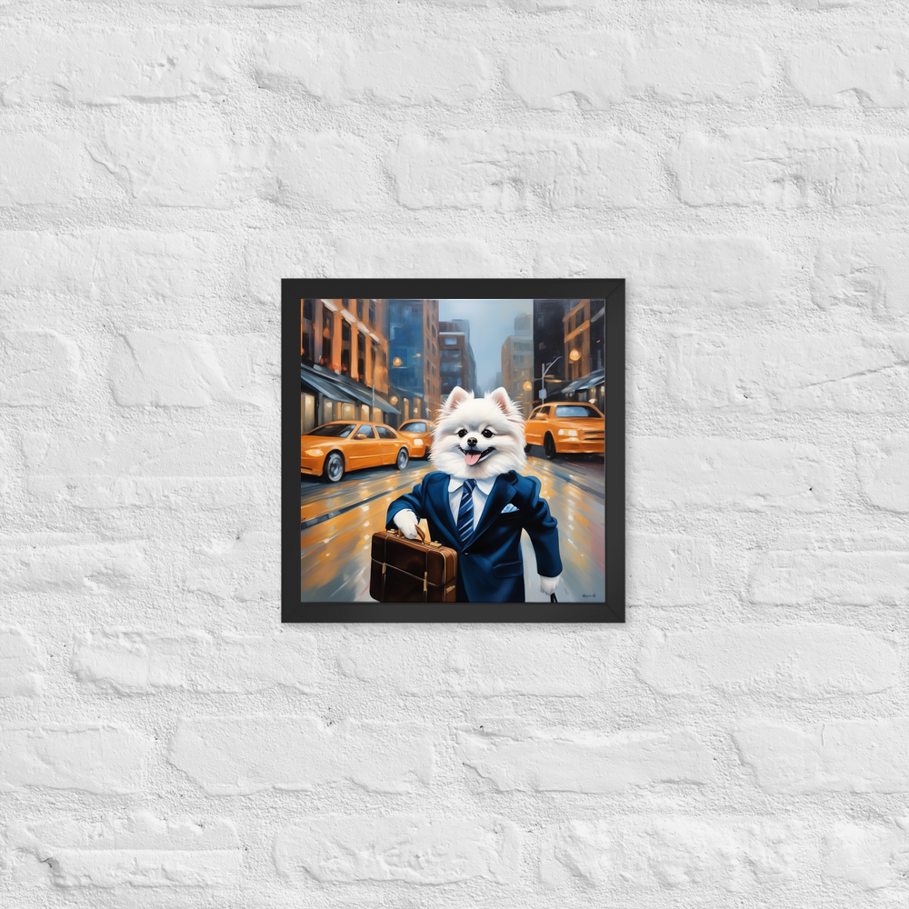 PugMug Custom White Pomeranian Framed Print