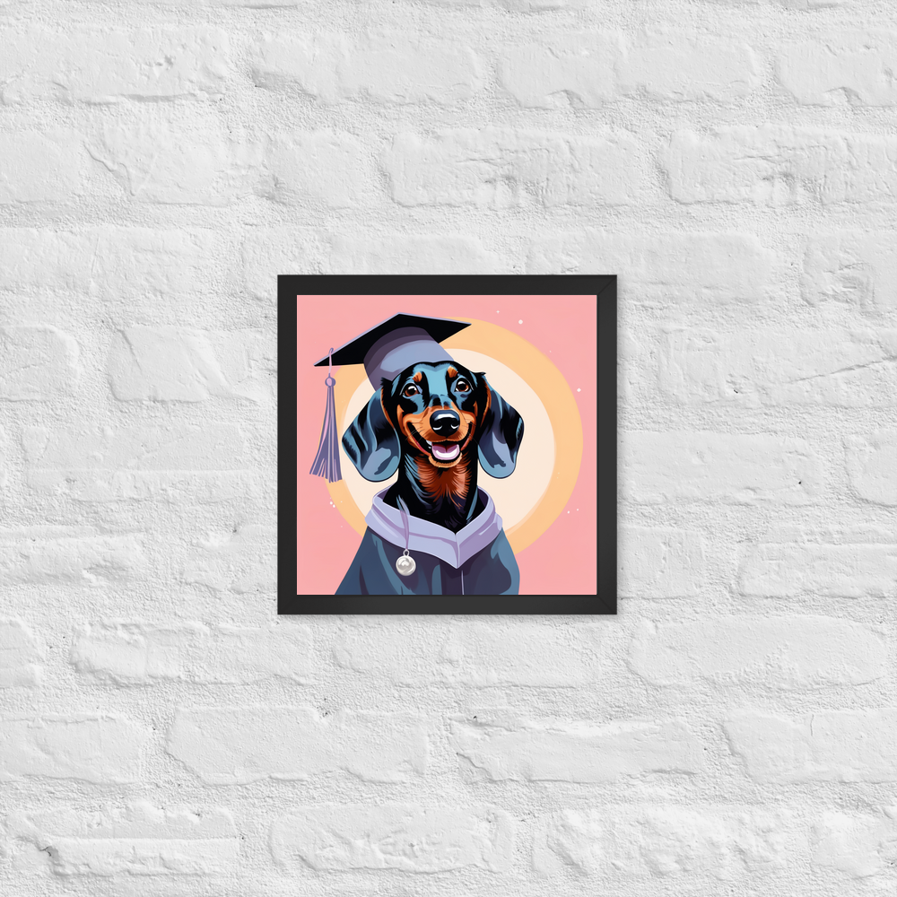PugMug Custom Black Dachshund Framed Print