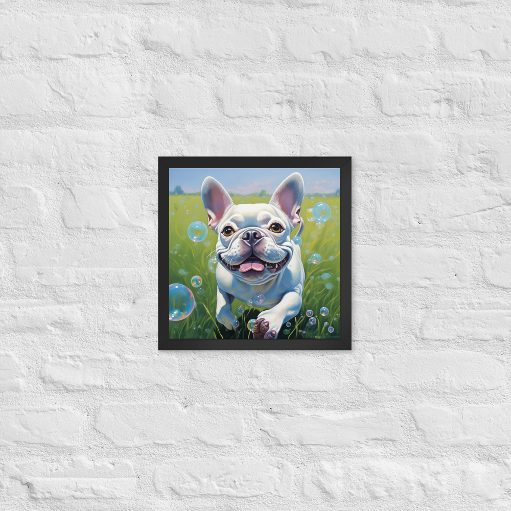 PugMug Custom White French Bulldog Framed Print