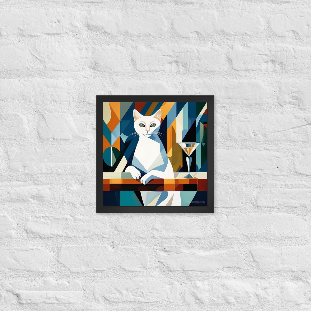 PugMug Custom White Companion Cat Framed Print