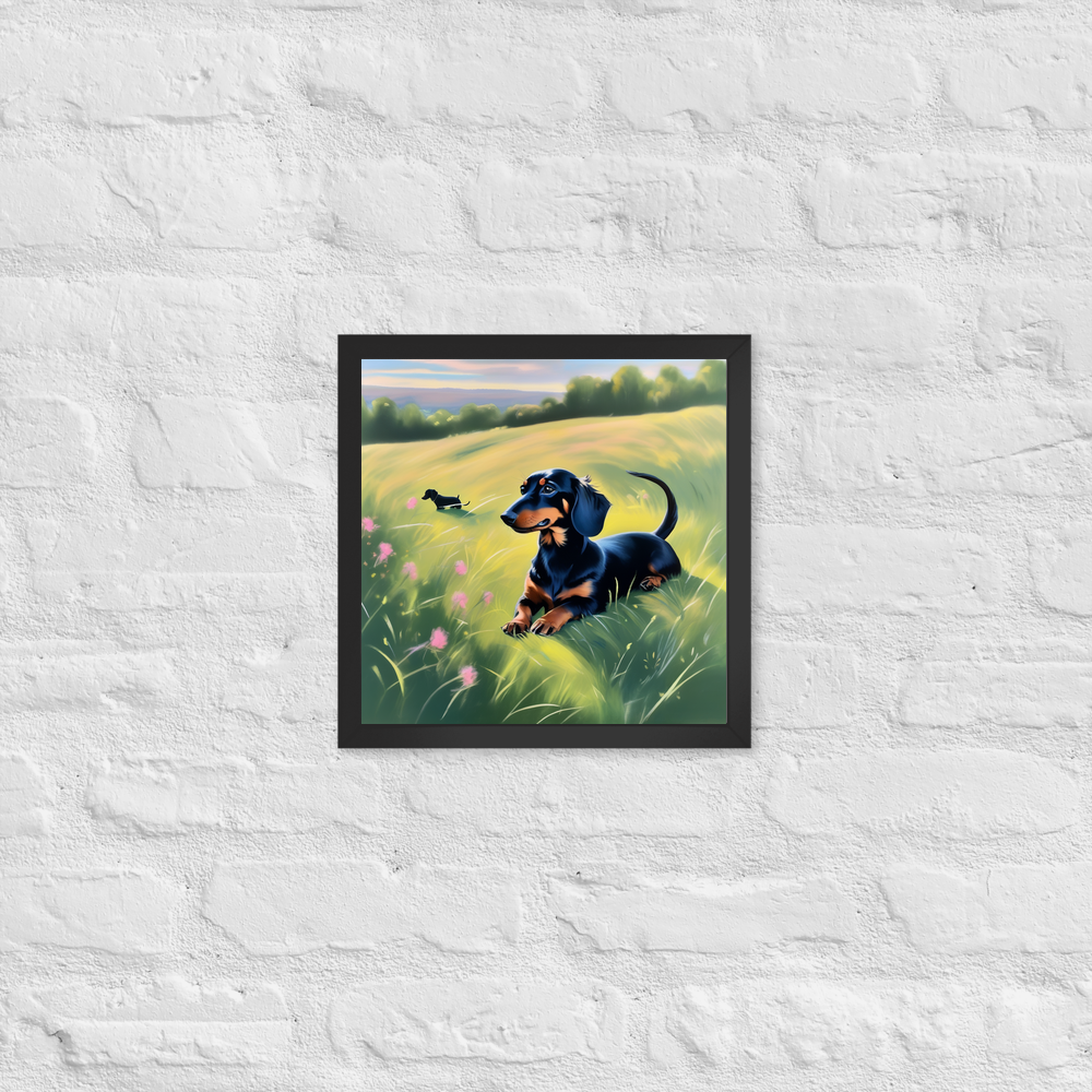 PugMug Custom Black Dachshund Framed Print