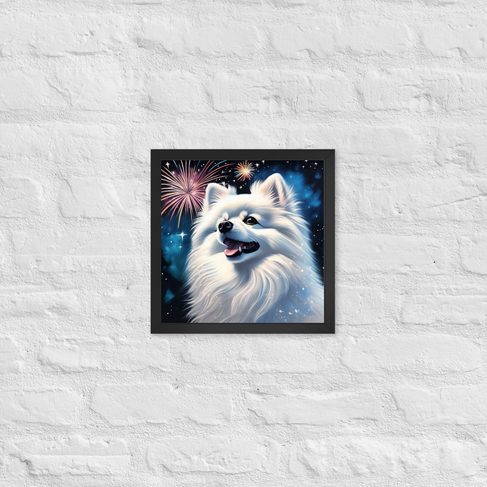 PugMug Custom White Pomeranian Framed Print